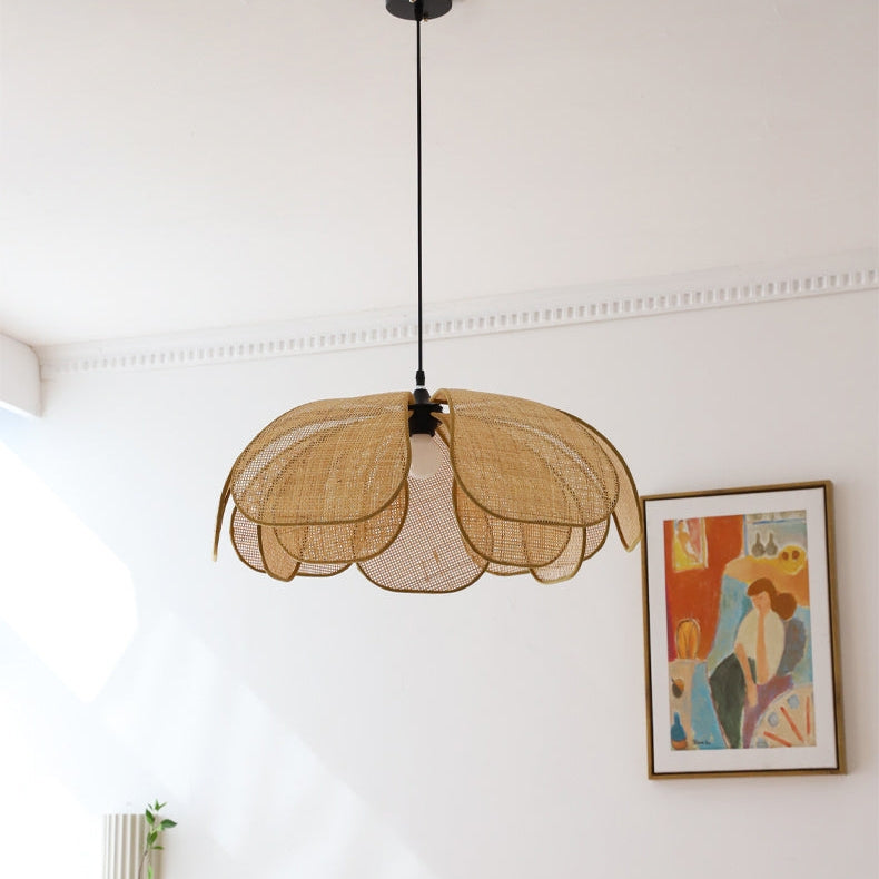 Rattan Hanglamp – Bloemvormig ontwerp – Geschikt voor binnengebruik, duurzaam materiaal