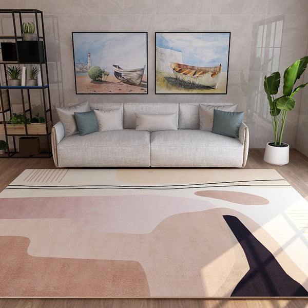 Abstract synthetisch tapijt – Anti-slip, machinewasbaar – Pastel kleurblok ontwerp