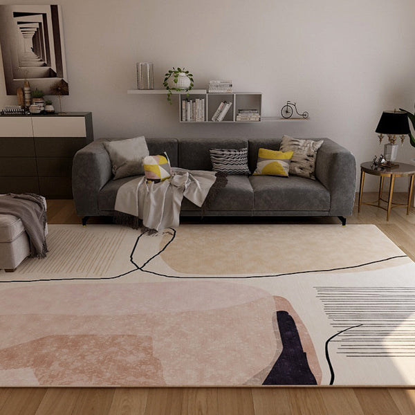 Abstract synthetisch tapijt – Anti-slip, machinewasbaar – Pastel kleurblok ontwerp