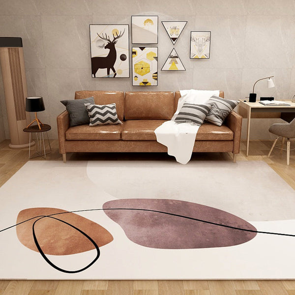 Abstract synthetisch tapijt – Anti-slip, machinewasbaar – Pastel kleurblok ontwerp