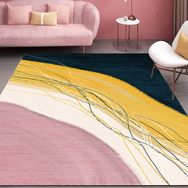 Vloerkleed met kleurblokontwerp – Huisdiervriendelijk – Polyester voor kamer