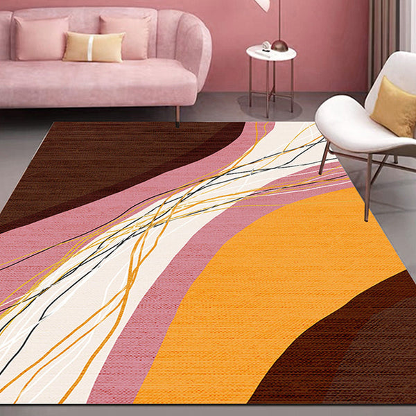 Vloerkleed met kleurblokontwerp – Huisdiervriendelijk – Polyester voor kamer