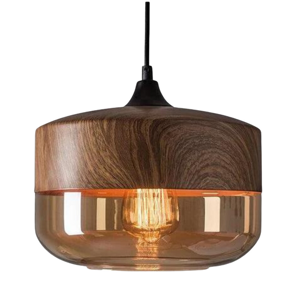 Hanglamp – Scandinavisch design – Hout met getint glas