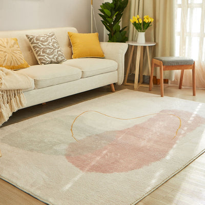 Vloerkleed – Anti-slip | Katoenmix | Easy Care, Multi-kleuren kleurblok design — Lichtroze