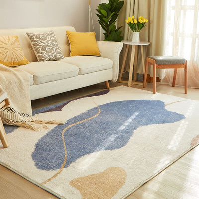 Vloerkleed – Anti-slip | Katoenmix | Easy Care, Multi-kleuren kleurblok design — Donkerblauw