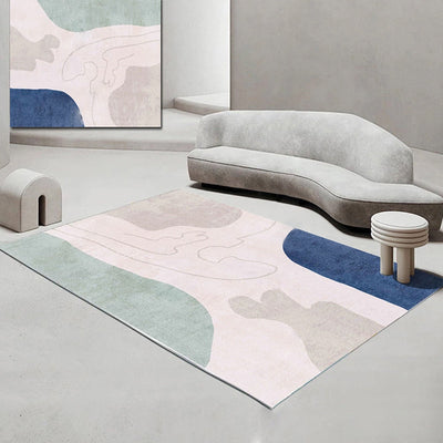 Vloerkleed | Abstracte print | Vlekbestendig, antislip, polyester, machinewasbaar — Naakt roze