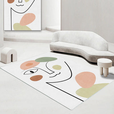 Vloerkleed | Abstracte print | Vlekbestendig, antislip, polyester, machinewasbaar — Wit