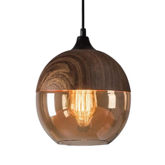 Hanglamp – Scandinavisch design – Hout met getint glas