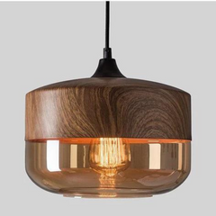 Hanglamp – Scandinavisch design – Hout met getint glas