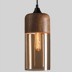 Hanglamp – Scandinavisch design – Hout met getint glas
