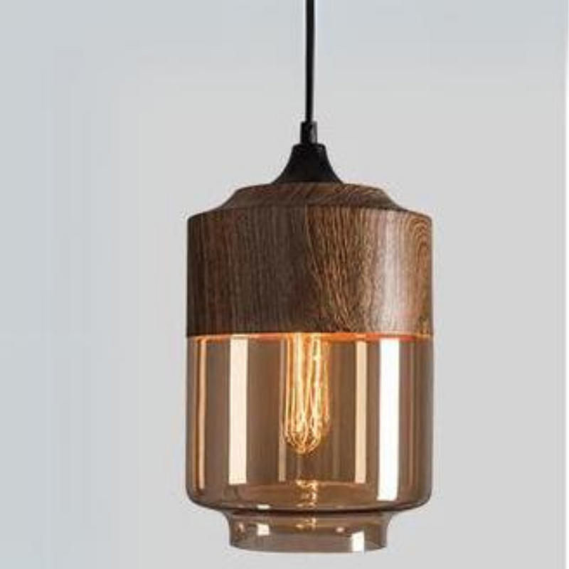 Hanglamp – Scandinavisch design – Hout met getint glas