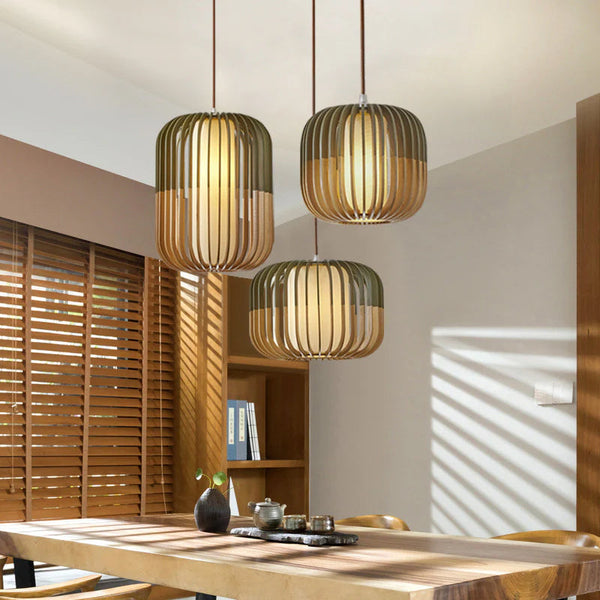 Houten Hanglamp – Modern design – Geschikt voor woonkamer, plafondmontage, energiezuinig