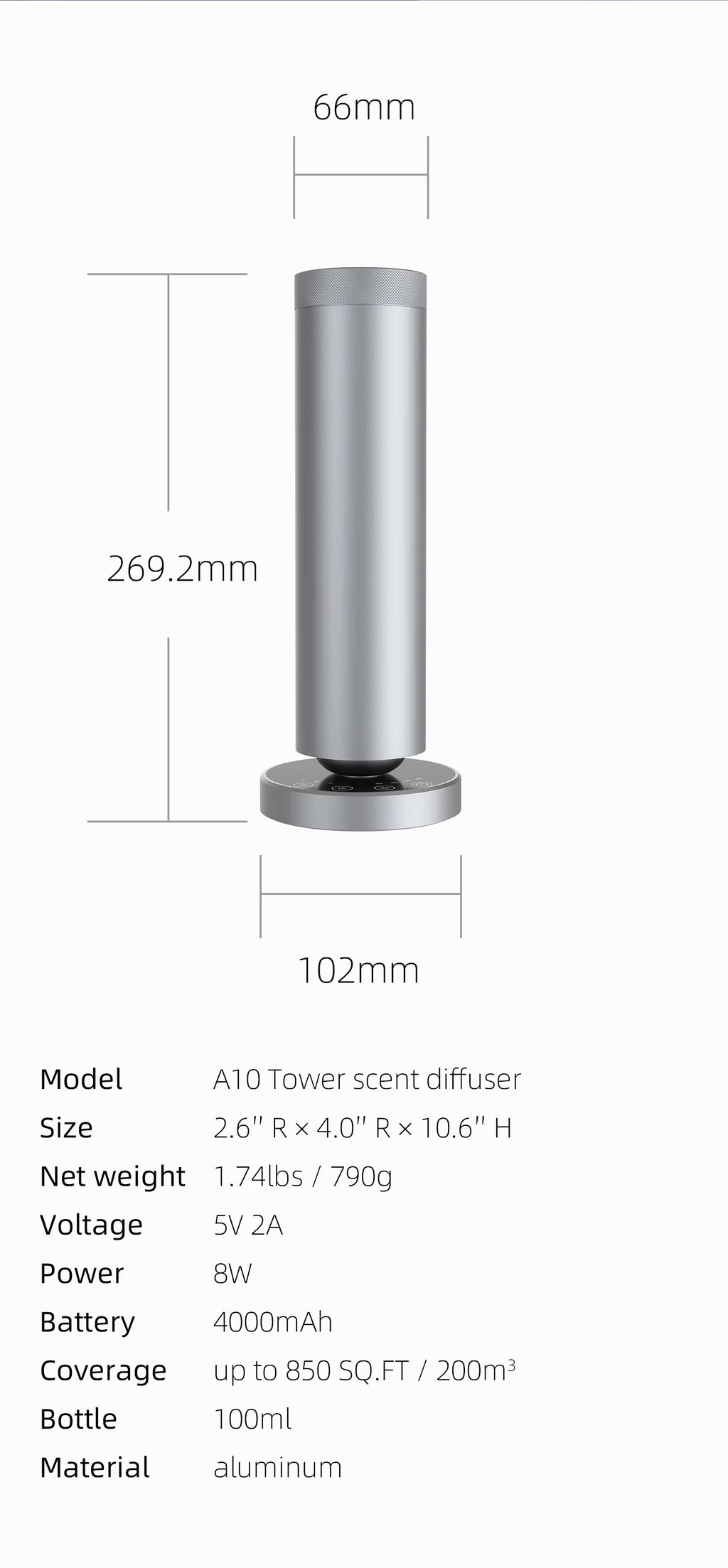 Tall Floor Aroma Diffuser M-090L | 120ml | Bluetooth & Remote Control