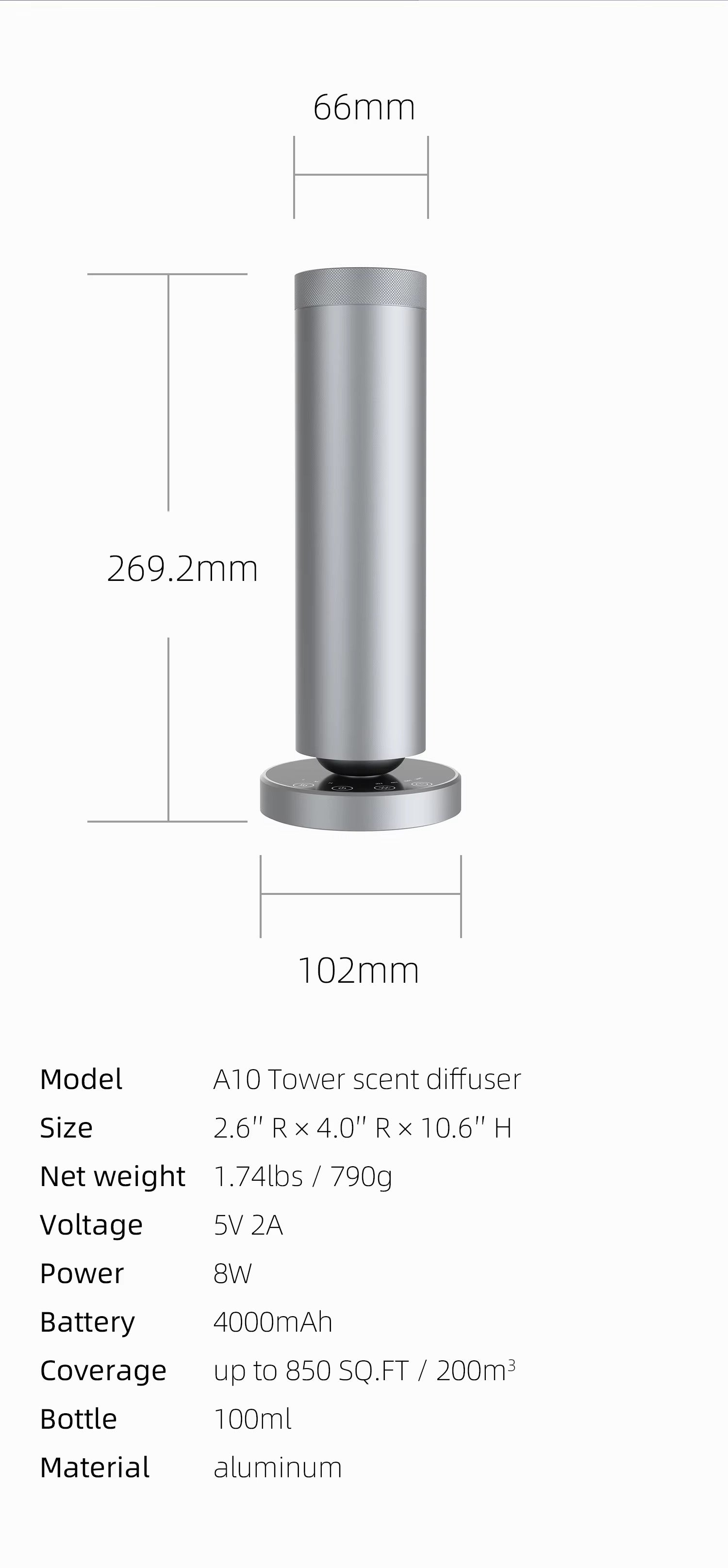 Tall Floor Aroma Diffuser M-090L | 120ml | Bluetooth & Remote Control