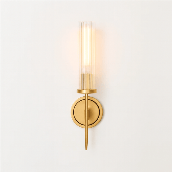 Wandlamp – Stijlvol geribbeld glas | Moderne verlichting met koperen afwerking