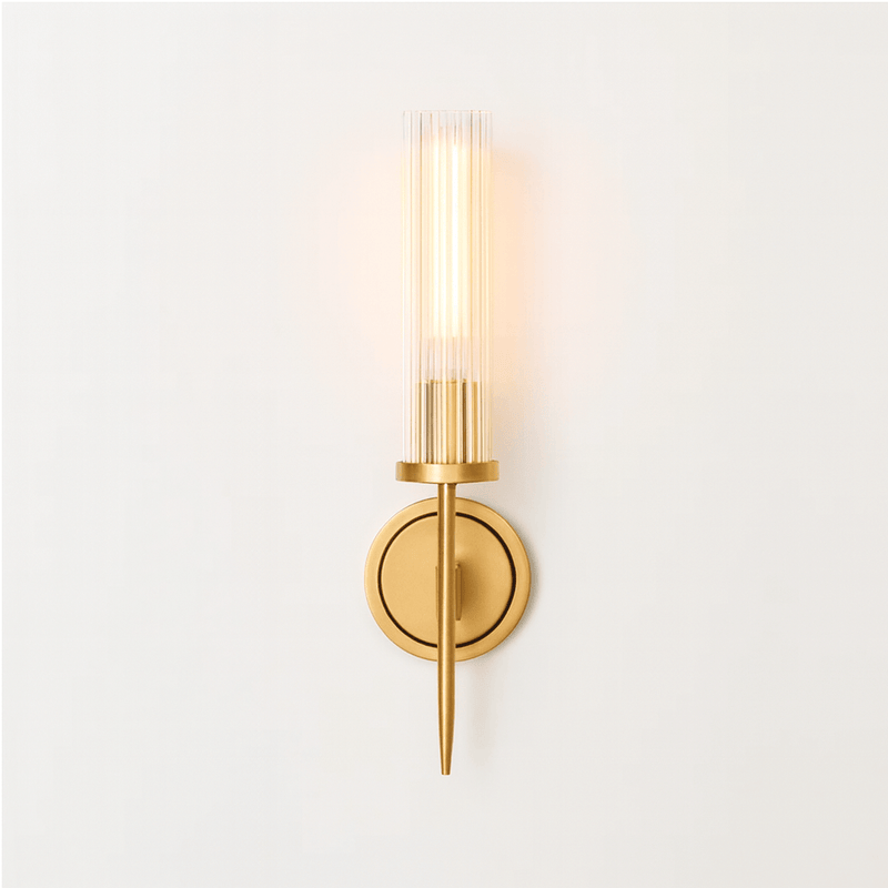 Wandlamp – Stijlvol geribbeld glas | Moderne verlichting met koperen afwerking