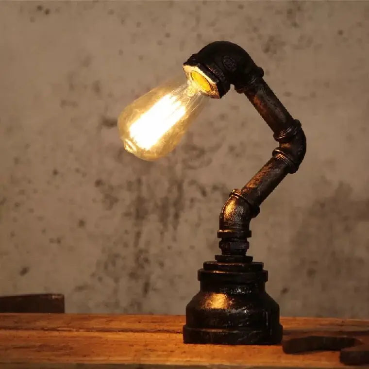 Creative Iron Lamp Water Pipe Lighting | Industrial Desk Lamp - POUEV