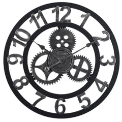 Gear Large Wall Clock | Modern Vintage Wooden Design | Silent Quartz Mechanism