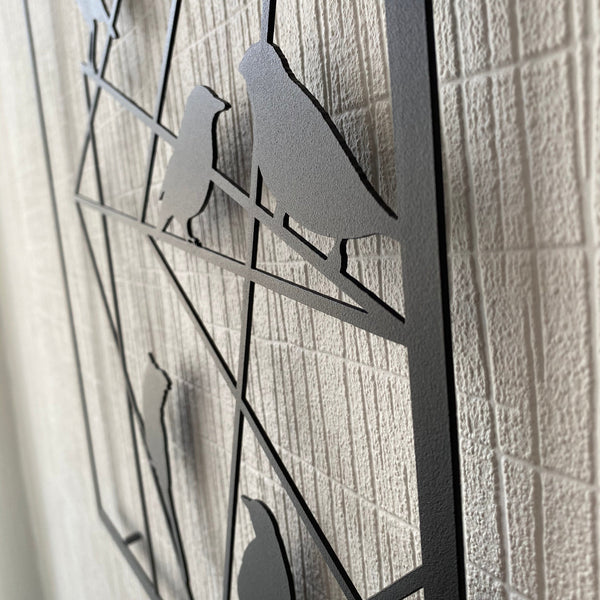 Metalen wanddecoratie – Vogels op draad – Duurzaam ontwerp, geschikt voor binnen- en buitengebruik