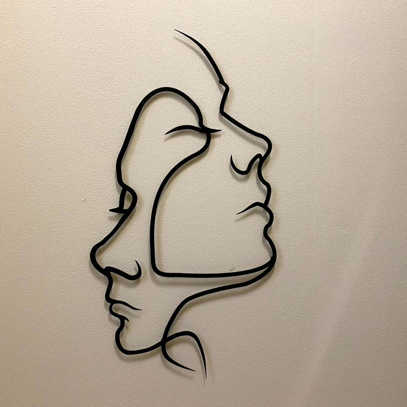 Metalen wanddecoratie – Twee Gezichten Design – Duurzaam Materiaal, Uniek Kunstwerk