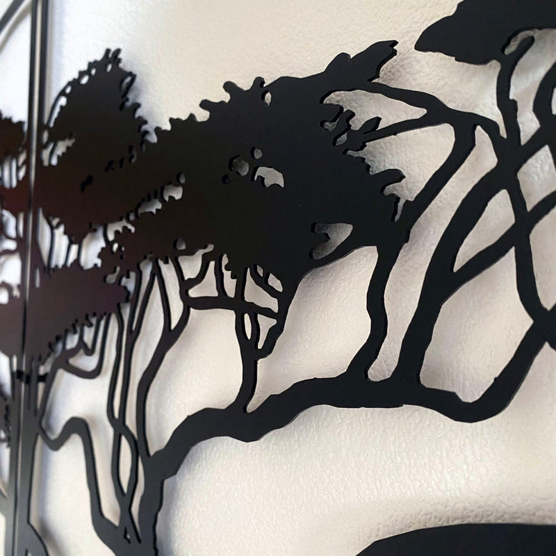 Metalen wanddecoratie – Afrikaanse boom design – Duurzaam en decoratief materiaal