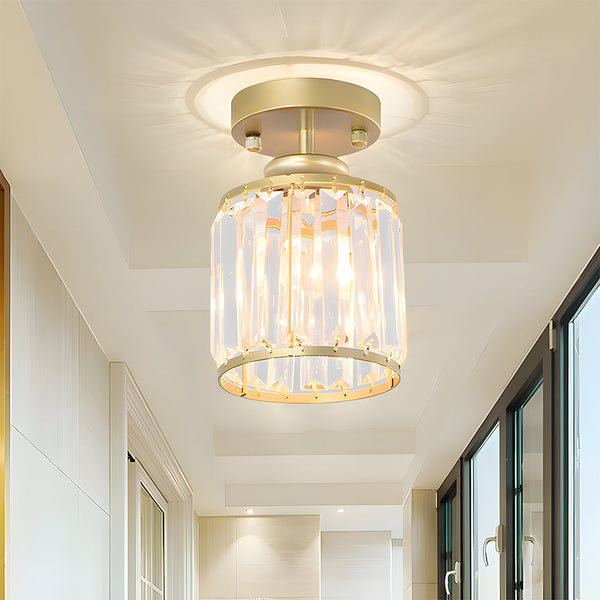 Hanglamp – Moderne halfronde kristalontwerp – Elegante halogeenverlichting voor gang