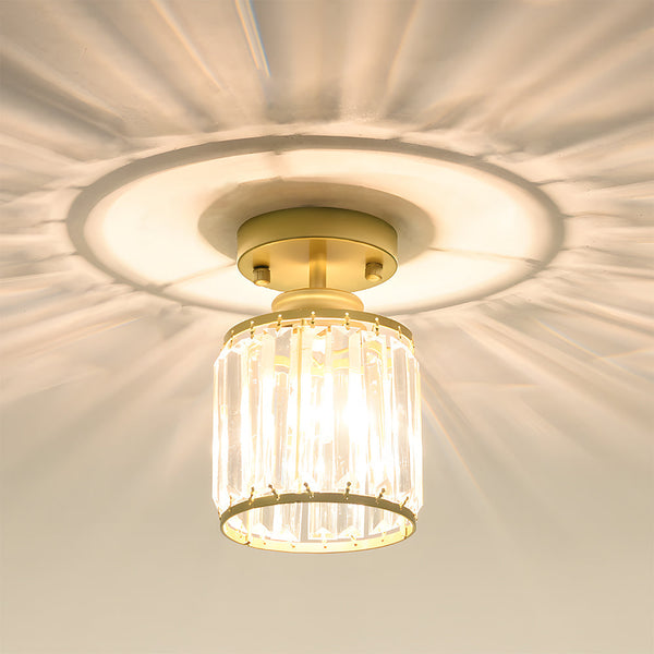 Hanglamp – Moderne halfronde kristalontwerp – Elegante halogeenverlichting voor gang