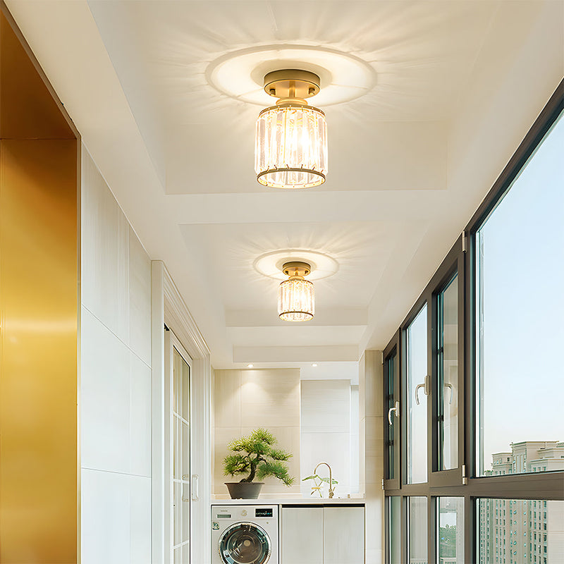 Hanglamp – Moderne halfronde kristalontwerp – Elegante halogeenverlichting voor gang