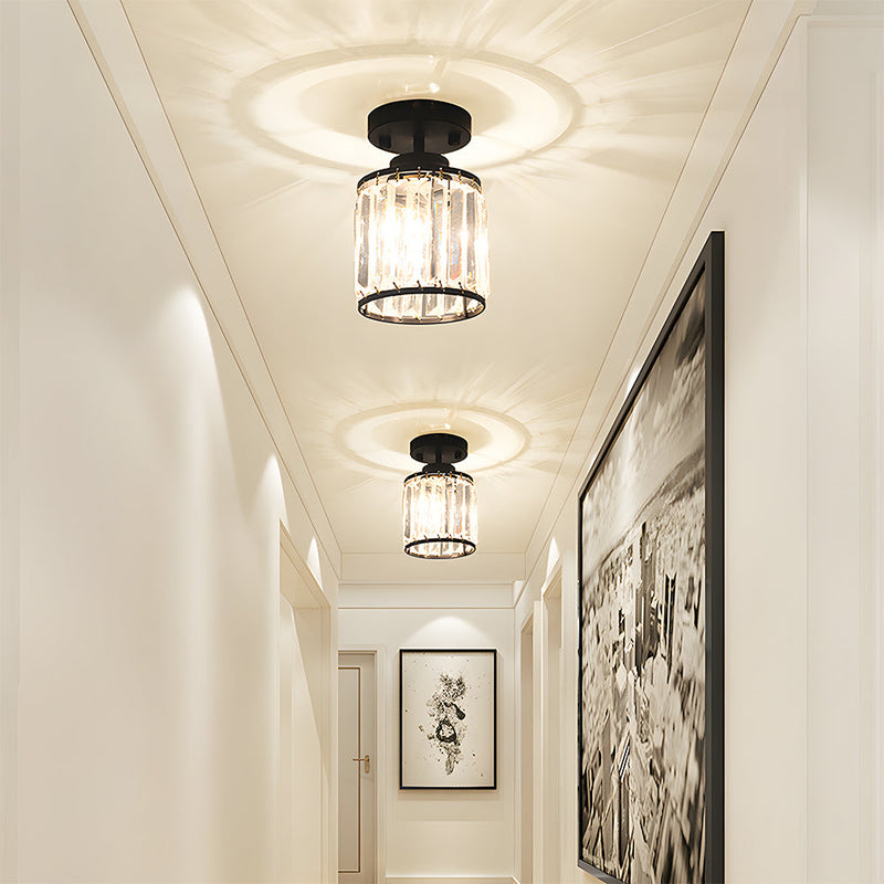 Hanglamp – Moderne halfronde kristalontwerp – Elegante halogeenverlichting voor gang