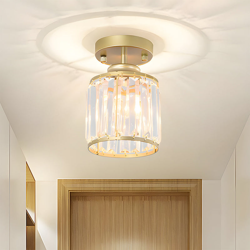 Hanglamp – Moderne halfronde kristalontwerp – Elegante halogeenverlichting voor gang