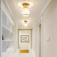 Hanglamp – Moderne halfronde kristalontwerp – Elegante halogeenverlichting voor gang