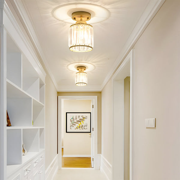 Hanglamp – Moderne halfronde kristalontwerp – Elegante halogeenverlichting voor gang