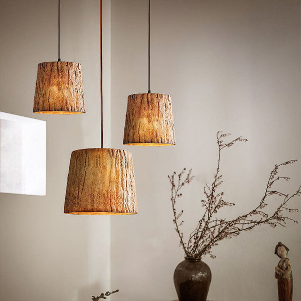 Hanglamp – Rustieke stijl – Houten blok, natuurlijk houtontwerp