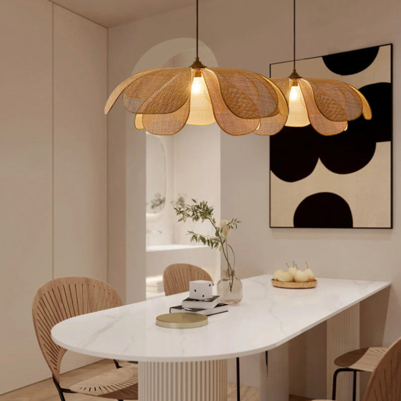 Rattan Hanglamp – Bloemvormig ontwerp – Geschikt voor binnengebruik, duurzaam materiaal