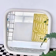 Modern Nordic Rectangular Vanity Mirror | Small Metal Frame Makeup & Decorative Mirror for Bedroom & Living Room - POUEV