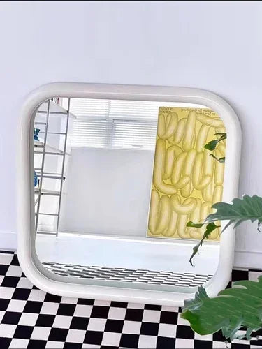 Modern Nordic Rectangular Vanity Mirror | Small Metal Frame Makeup & Decorative Mirror for Bedroom & Living Room - POUEV