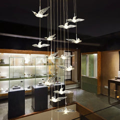 Pigeon LED Acrylic Pendant Lamp | Stair Chandelier - POUEV