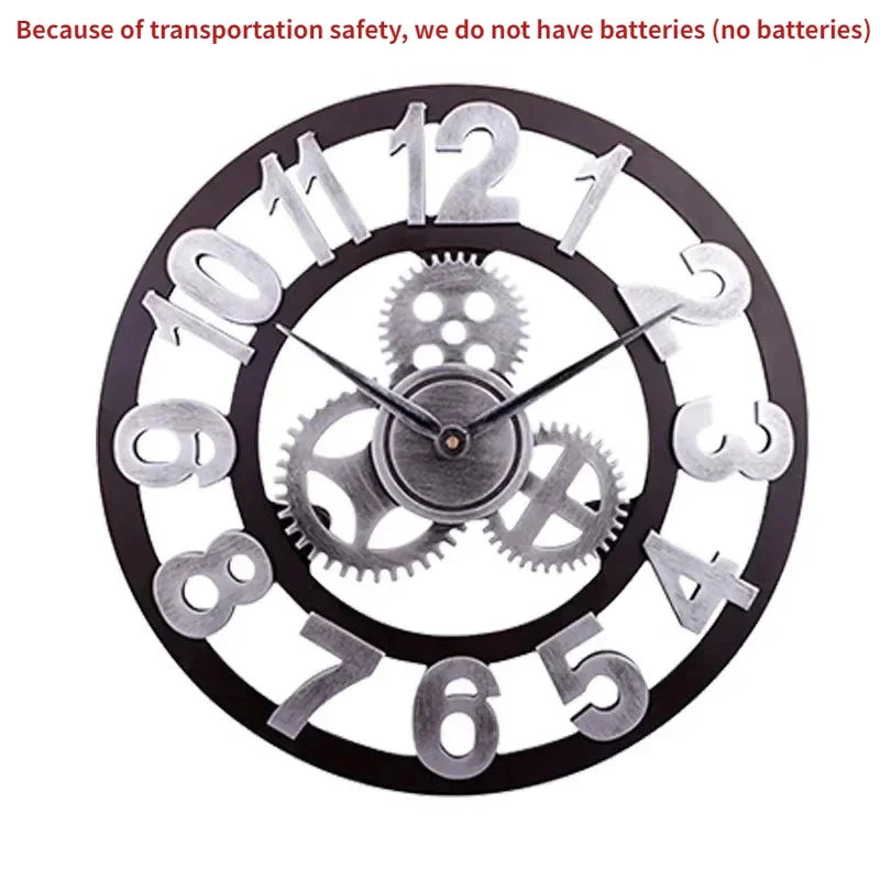 Industrial Metal Gear Wall Clock | Rustic Moving Gear Clock | Housewarming Gift
