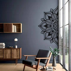 1pc Black Large Metal Mandala Wall Decor | Unique Lotus Flower Wall Art