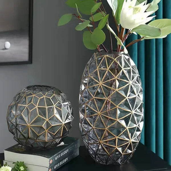 Nordic Luxe Glazen Vaas | Creatieve Bloemenvaas voor Woonkamerdecoratie