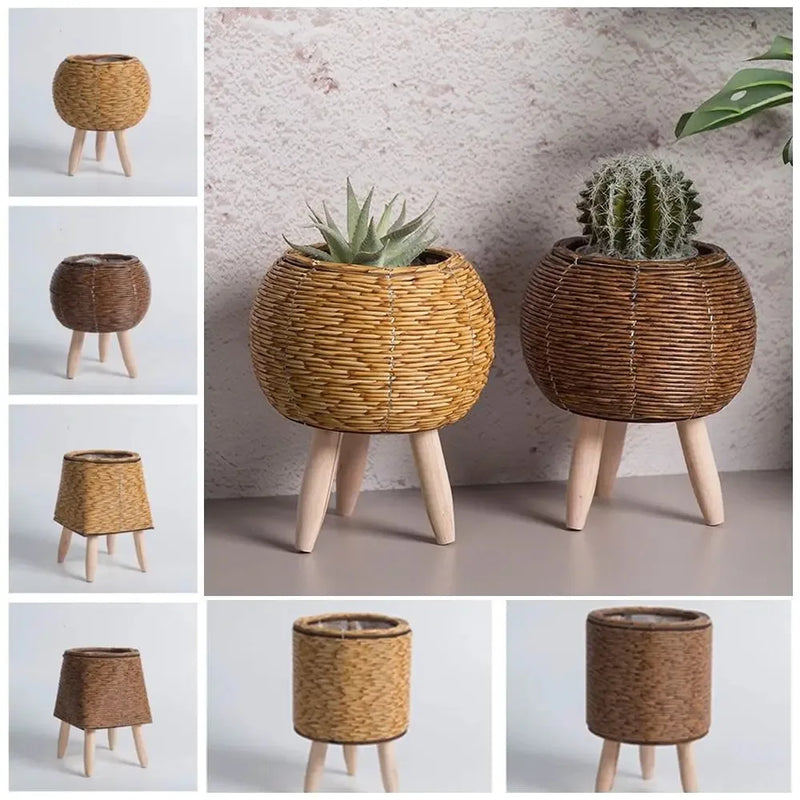 Handgemaakte Rieten Bloempot | Decoratieve Plantenpot voor Binnen en Buiten