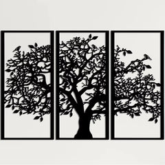 3Pcs Family Tree Metal Wall Decor | Tree of Life Iron Art | Modern 3D Wall Art