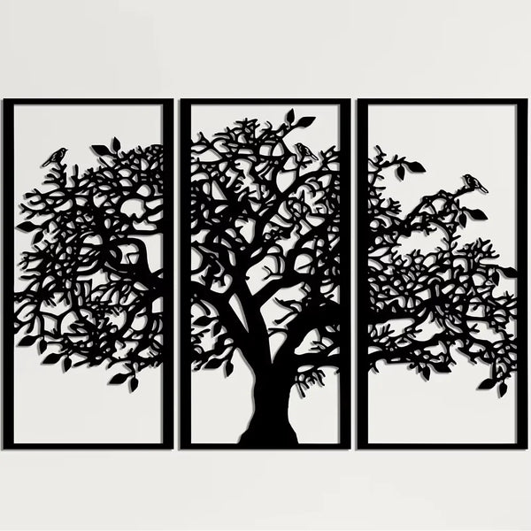3Pcs Family Tree Metal Wall Decor | Tree of Life Iron Art | Modern 3D Wall Art