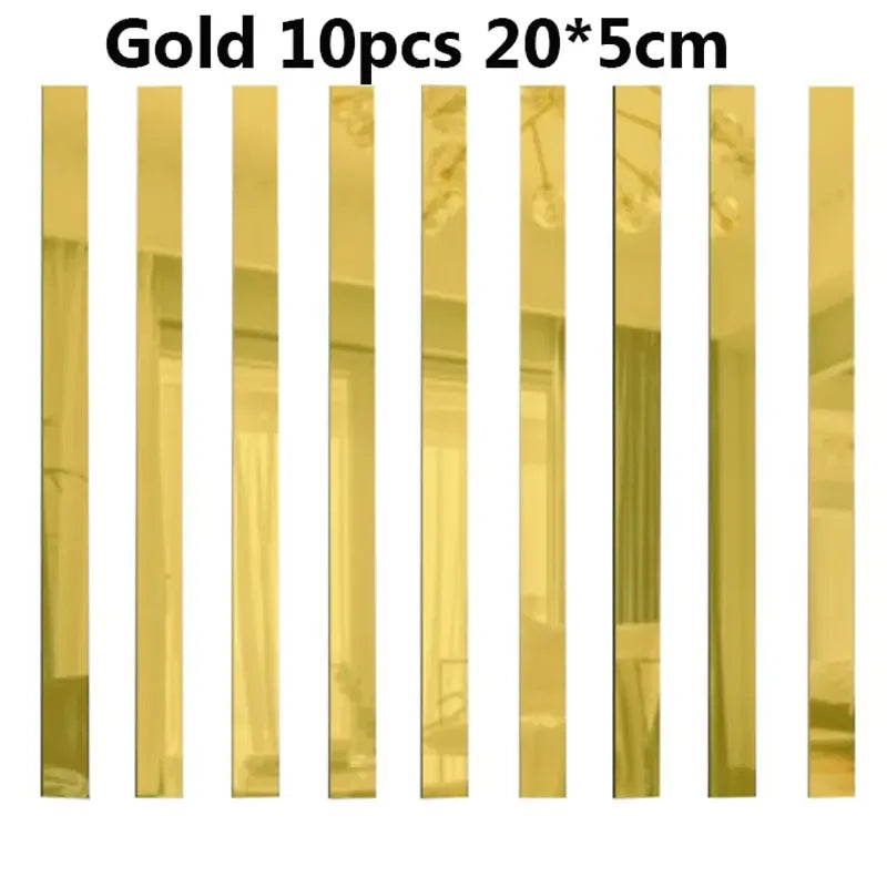 10-Piece 3D Acrylic Mirror Wall Stickers | DIY Decorative Mirror Decals for Home & Furniture - POUEV