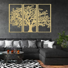 3Pcs Family Tree Metal Wall Decor | Tree of Life Iron Art | Modern 3D Wall Art
