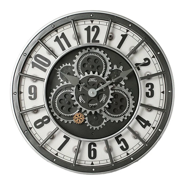 Original Moving Gear Wall Clock | Retro Industrial Analog Clock | Battery Powered