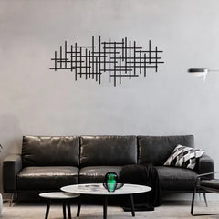 Abstract Grid Metal Wall Art Sculpture | Geometric Pattern Wall Decoration