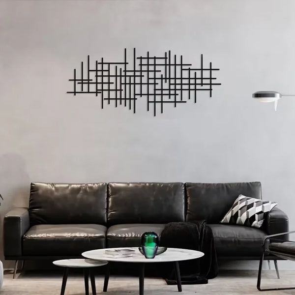 Abstract Grid Metal Wall Art Sculpture | Geometric Pattern Wall Decoration