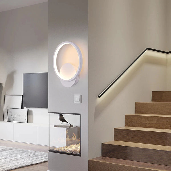 Indoor LED Wall Light | 12W 3000K | Round Acrylic Wall Sconce - POUEV