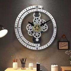 Industrial Gear Rotating Silent Wall Clock | Modern Design for Living Room & Office Art